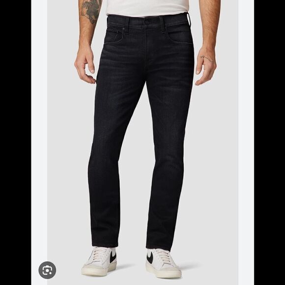 Hudson Bryon Jeans NEW 35X33 Slim Straight Black Ripped Distressed - Picture 1 of 8